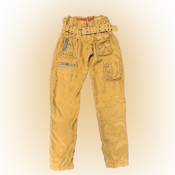 Johnny Was P62160 Cupro Cargo Pants Belted Boho Utility Paperbag Waist Size 6 - Picture 2 of 5